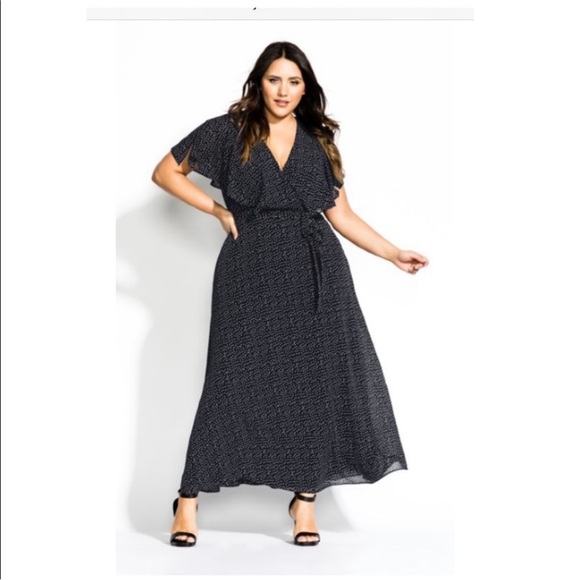 City Chic - Polka Dot Black Maxi Dress - Picture 1 of 6